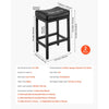 VEVOR Bar Stool Set of 2, PU Leather Counter Height Stools, 25 inch Barstool with Saddle-Seat and Metal Legs, Easy Assembly Backless Bar Chair, Island Barstools for Kitchen, Dining Room, Cafe, Black