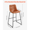 VEVOR Bar Stool Set of 4, 26 inch Counter Height Stools, Modern PU Leather Counter Barstool with Backrest, Metal Legs, Easy Assembly Armless Bar Chair, Island Barstool for Kitchen, Dining Room, Brown