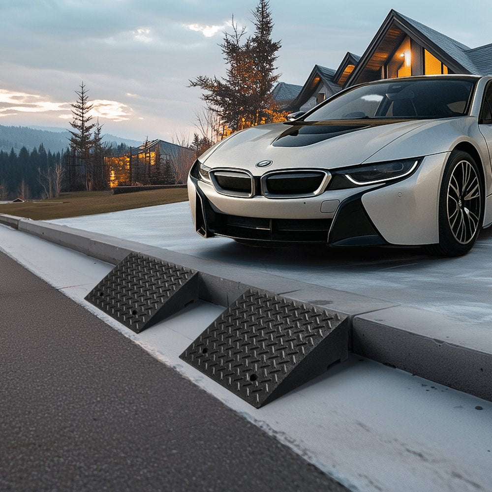 VEVOR Driveway Curb Ramp, 7000 lbs Load Capacity, 7 Inches Rise Height Heavy Duty Curbside Bridge Ramp with Drainage Tank for Wheelchairs, Strollers, Motorcycles, Cars, Lawn Mowers & Trailers, 2 Pack