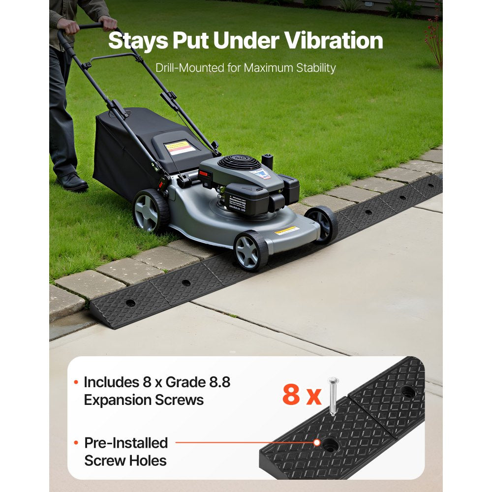 VEVOR Rubber Curb Ramp, 33069 lbs Load Capacity, 2 Inches Rise Height Heavy Duty Rubber Threshold Ramp with Drainage Tank for Wheelchairs, Strollers, Motorcycles, Cars, Lawn Mowers & Trailers, 2 Pack