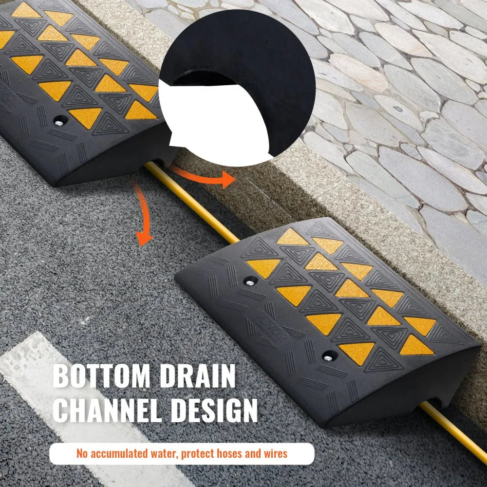 VEVOR Rubber Curb Ramp 2 Pack, 6" Rise Height Heavy-Duty 33069 lbs/15 T Capacity Threshold Ramps, Driveway Ramps with Stable Grid Structure for Cars, Wheelchairs, Bikes, Motorcycles