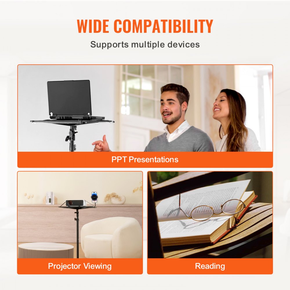 VEVOR Projector Stand, Laptop Stand Tripod Adjustable Height from 26.97 to 63 in, Portable Projector Tripod Stand with Tray & Gooseneck Phone Holder, for Outdoor Movies, Home, Office, Stage or Studio