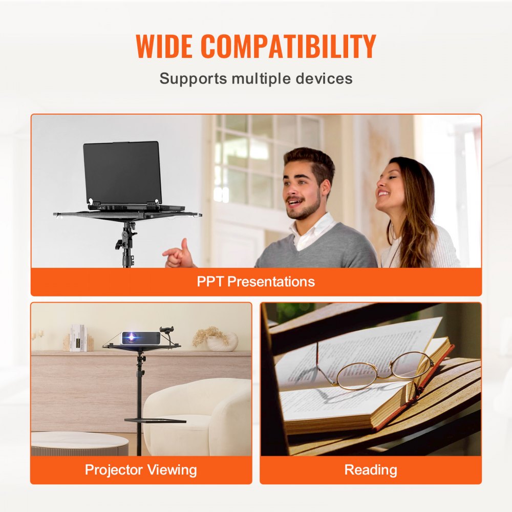 VEVOR Projector Stand with Wheels, Laptop Stand Tripod Adjustable Height from 31.3 to 67.3", Projector Tripod Stand with 2 Trays & Gooseneck Phone Holder, for Outdoor Movies, Home, Office or Studio