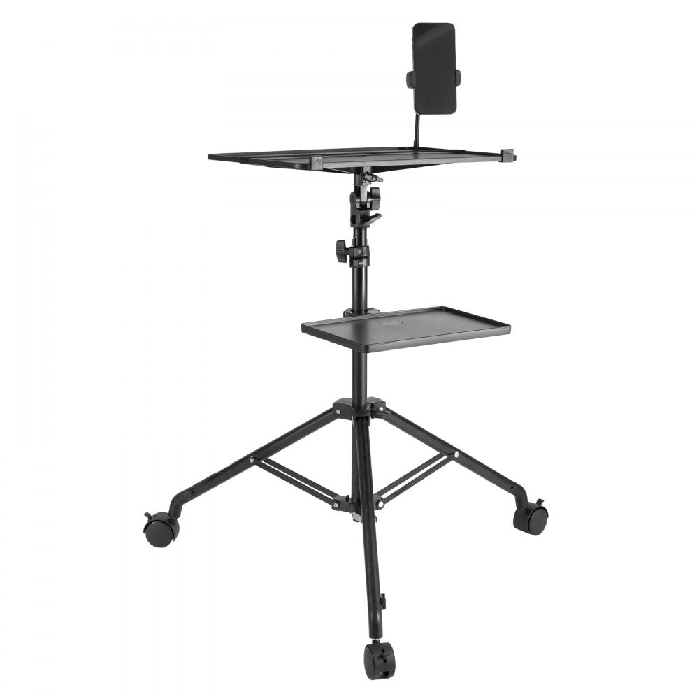 VEVOR Projector Stand with Wheels, Laptop Stand Tripod Adjustable Height from 31.3 to 67.3", Projector Tripod Stand with 2 Trays & Gooseneck Phone Holder, for Outdoor Movies, Home, Office or Studio