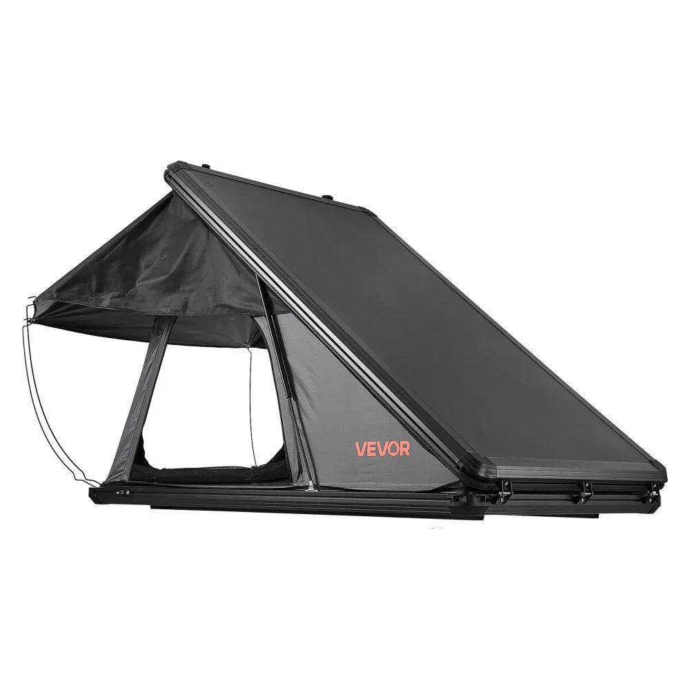 VEVOR Rooftop Tent Hard Shell, 2-3 Person Aluminum Roof Top Tent Hardshell with Tri-Color LED Light & Thick Mattress, Waterproof Windproof Overland Camping Car Roof Rack Suitable for Jeep SUV Pickup