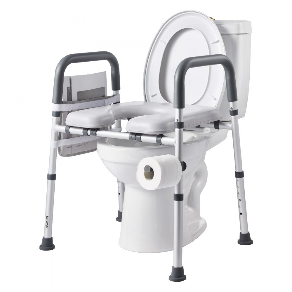 VEVOR Raised Toilet Seat with Arms, 400 lbs Load Capacity, Adjustable Height and Width, Commode Cushion Padded Elevated Toilet Seat Riser with Handles for Seniors, Elderly, Handicap, Disabled, Adults