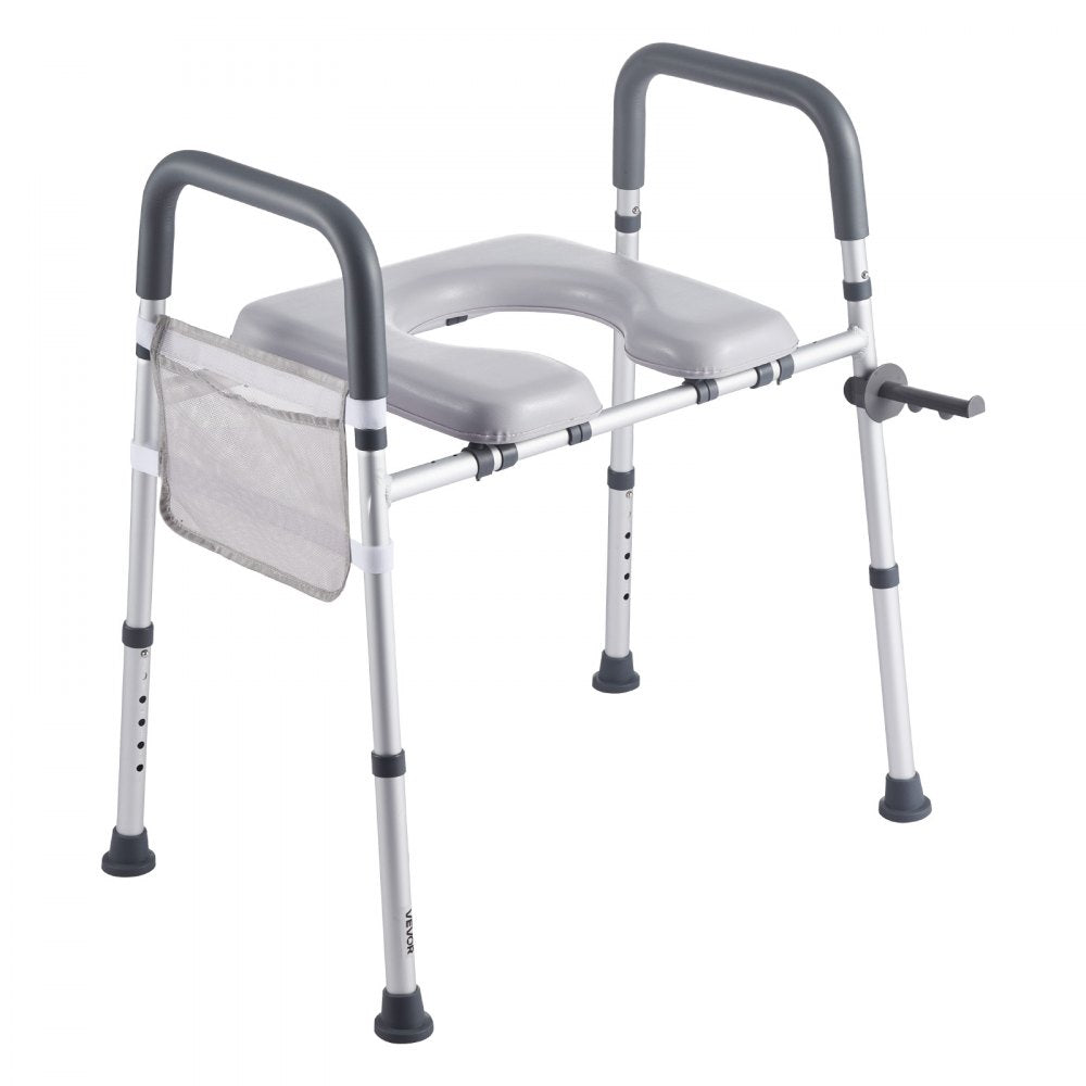 VEVOR Raised Toilet Seat with Arms, 400 lbs Load Capacity, Adjustable Height and Width, Commode Cushion Padded Elevated Toilet Seat Riser with Handles for Seniors, Elderly, Handicap, Disabled, Adults