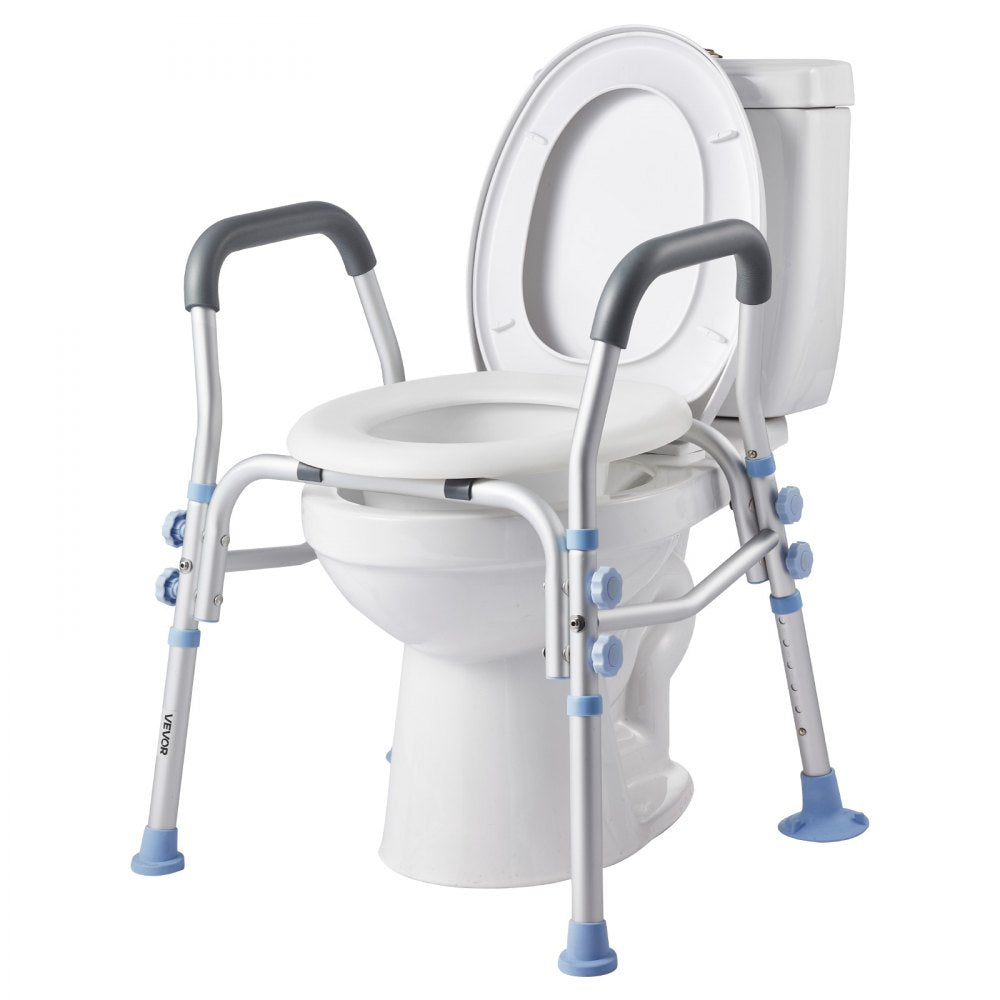 VEVOR Raised Toilet Seat with Arms, 300 lbs Load Capacity, Adjustable Height, Widened Commode Elevated Toilet Seat Riser with Handles and Splash Guard for Seniors, Elderly, Handicap, Disabled, Adults