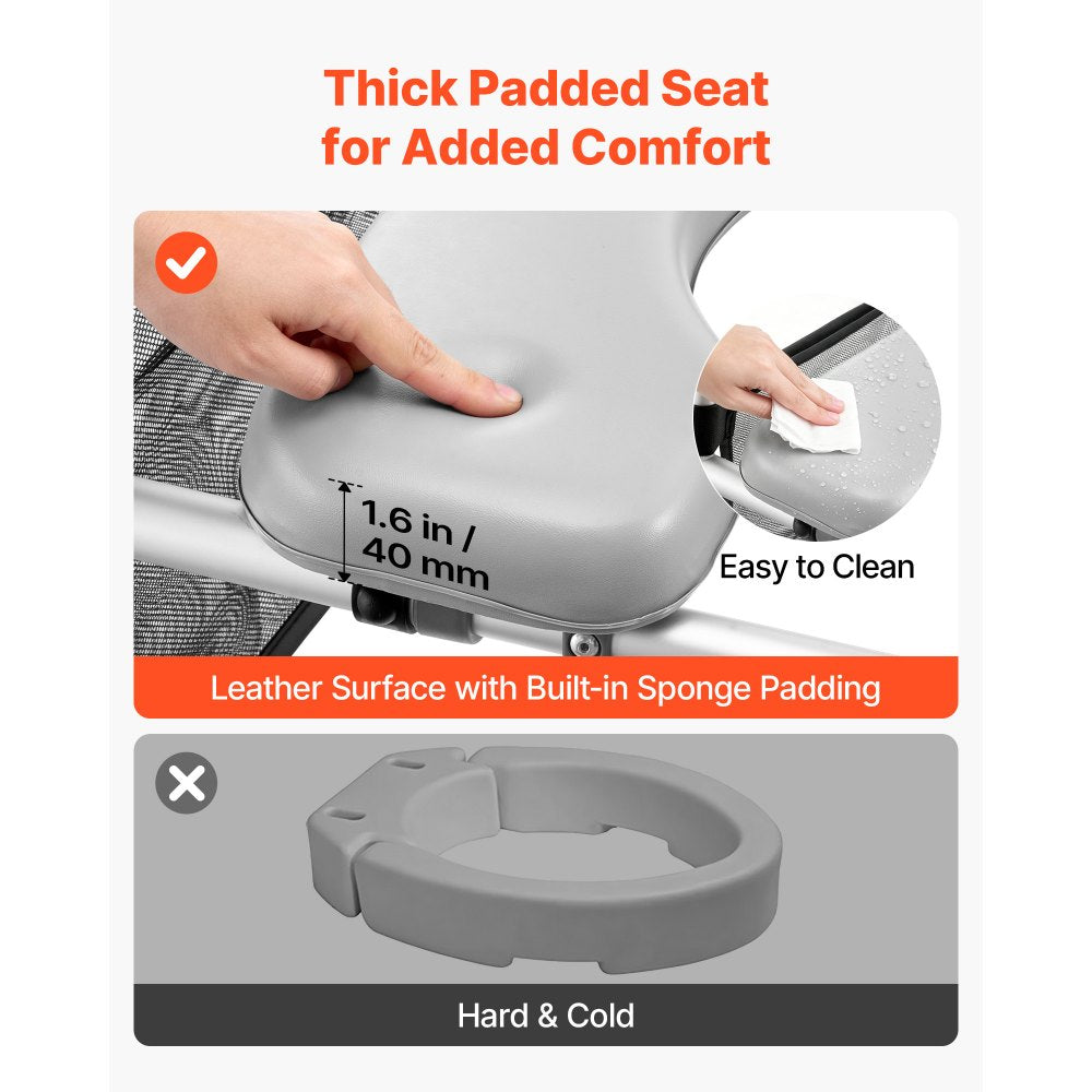 VEVOR Raised Toilet Seat with Handles 350 lb Handicap Elevated Toilet Riser, for Seniors, Elderly & Disabled, Adjustable Height & Width, Soft Cushion Padded, Fits Round, Elongated & V-Shaped Commode