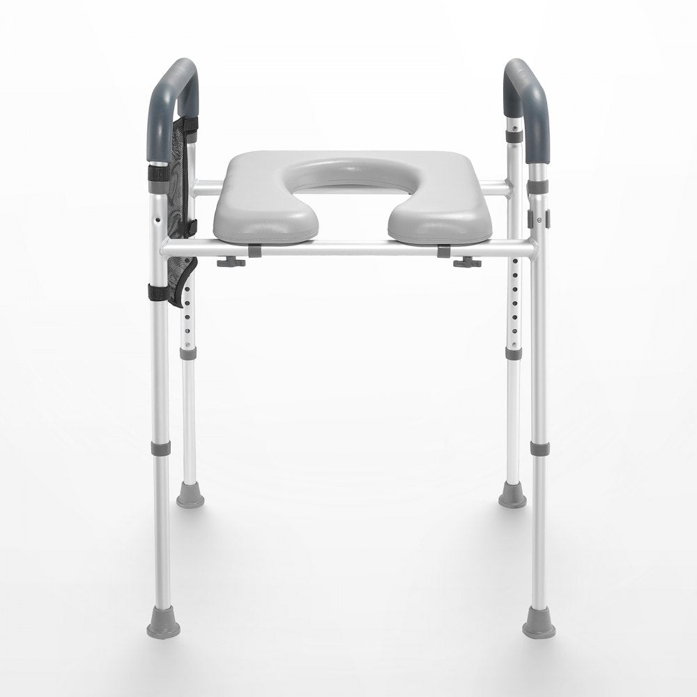 VEVOR Raised Toilet Seat, 7-Position Height Adjustment 19.3" - 25.2", 350lbs Weight Capacity, with Comfort Padded Aluminum Frame, Universal Toilet Seat Riser, for Elderly, Handicap, Pregnant, Medical