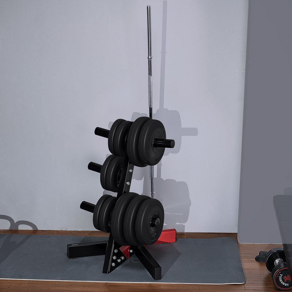 VEVOR Weight Plate Rack, L Frame Weight Plate Tree for 2-Inch Weight Plates, Standard Weight Plate Tree, 500 lbs Load Capacity Weight Storage Holder, Home Gym Barbell Rack Storage Stand, Black & Red