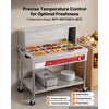 VEVOR Commercial Food Warmer 9 x 1/3 Pans Electric Steam Table 1500W, for Buffet Restaurant Catering, Stainless Steel Server with Additional 1/1 Pan, Acrylic Cover, Undershelf, and Rolling Stand