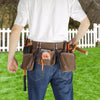 VEVOR 13 Pockets Tool Belt, Adjusts from 29 Inches to 54 Inches, Leather Heavy Duty Tool Pouch Bag with Dual Hammer Loops, Tool Bag for Electrician, Carpenter, Handyman, Construction, Framer, Brown