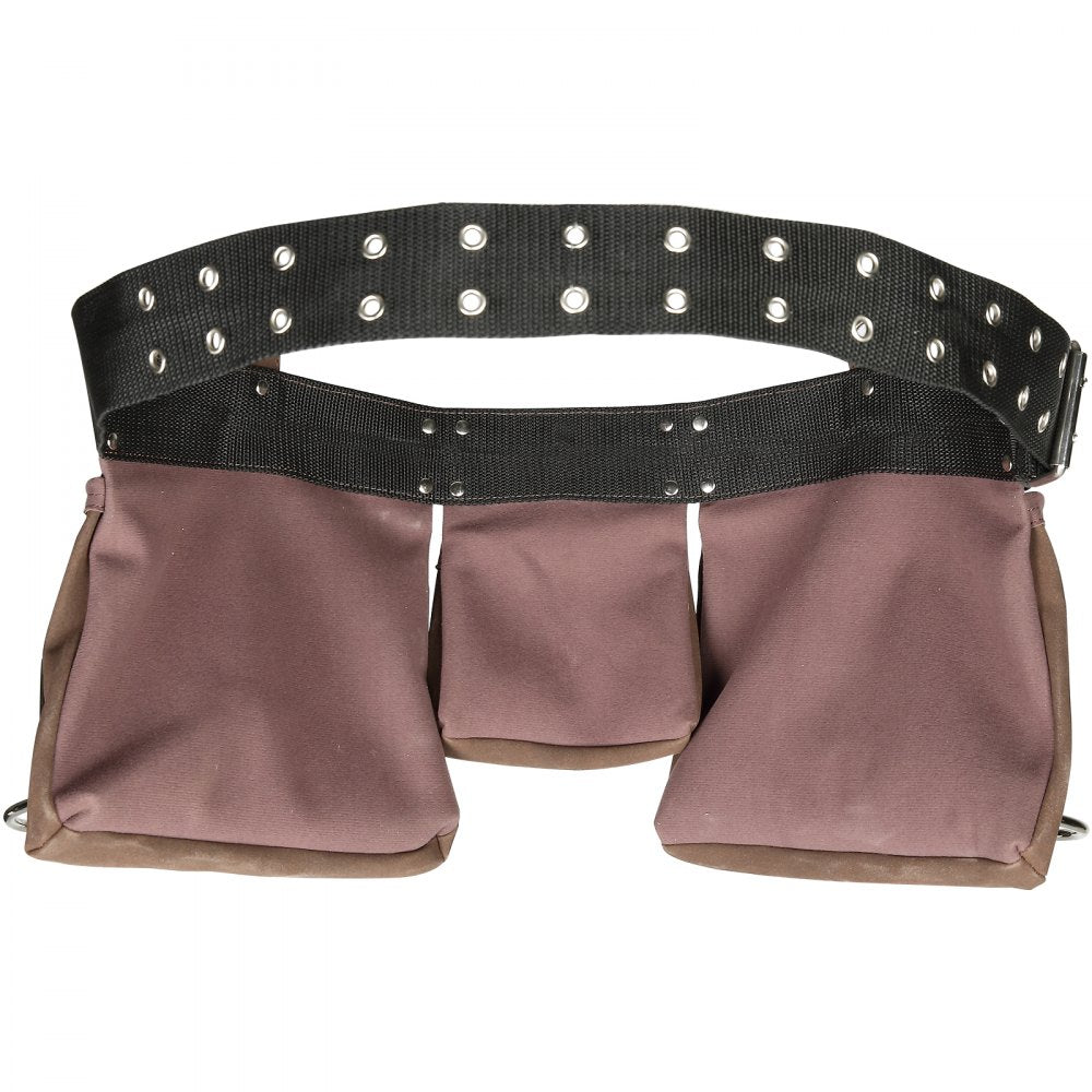 VEVOR 13 Pockets Tool Belt, Adjusts from 29 Inches to 54 Inches, Leather Heavy Duty Tool Pouch Bag with Dual Hammer Loops, Tool Bag for Electrician, Carpenter, Handyman, Construction, Framer, Brown