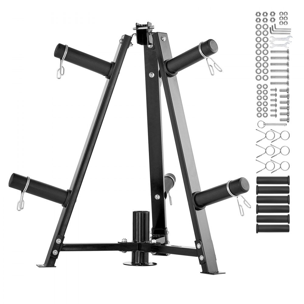 VEVOR Weight Plate Rack, Weight Plate Tree for 2-Inch Weight Plates, Standard Weight Plate Tree, 300 lbs Load Capacity Weight Storage Holder, Home Gym Barbell Rack Storage Stand, Black