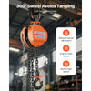 VEVOR Hand Chain Hoist, 1/2 Ton 1100 lbs Capacity, Manual Chain Block with Upgrade G80 Galvanized Chain, 10 ft Lifting Height, Heavy Duty Pulley Hoist for Garage Warehouse Automotive Machinery, Orange