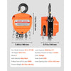 VEVOR Hand Chain Hoist, 3 Ton 6600 lbs Capacity, Manual Chain Block with Upgrade G80 Galvanized Chain, 20 ft Lifting Height, Heavy Duty Pulley Hoist for Garage Warehouse Automotive Machinery, Orange