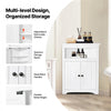 VEVOR 32" Corner Storage Cabinet, 3 Tiers Small Storage Cabinet with 2 Wooden Doors & Adjustable Shelves, Freestanding Corner Kitchen Cabinet for Living Room, Kitchen, Laundry Room, Bathroom, White