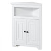 VEVOR 32" Corner Storage Cabinet, 3 Tiers Small Storage Cabinet with 2 Wooden Doors & Adjustable Shelves, Freestanding Corner Kitchen Cabinet for Living Room, Kitchen, Laundry Room, Bathroom, White
