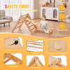 VEVOR Pikler Triangle Set, 4 in 1 Toddler Climbing Toys Indoor Playground, Large Size Wooden Climbing Gym for Toddlers 1-3 Years, Montessori Climbing Set with Triangle and Ramp, Wood Color