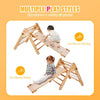 VEVOR Pikler Triangle Set, 4 in 1 Toddler Climbing Toys Indoor Playground, Large Size Wooden Climbing Gym for Toddlers 1-3 Years, Montessori Climbing Set with Triangle and Ramp, Wood Color