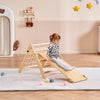 VEVOR Pikler Triangle Set, 4 in 1 Toddler Climbing Toys Indoor Playground, Large Size Wooden Climbing Gym for Toddlers 1-3 Years, Montessori Climbing Set with Triangle and Ramp, Wood Color