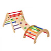 VEVOR Pikler Triangle Set, 5 in 1 Toddler Climbing Toys Indoor Playground, Large Size Wooden Climbing Gym for Toddlers 1-3 Years, Montessori Climbing Set with Triangle, Ramp, and Arch, Colorful
