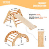 VEVOR Pikler Triangle Set, 5 in 1 Toddler Climbing Toys Indoor Playground, Ramp, and Arch, Montessori Climbing Set with Triangle, Large Size Wooden Climbing Gym for Toddlers 1-3 Years, Wood Color