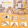 VEVOR Pikler Triangle Set, 5 in 1 Toddler Climbing Toys Indoor Playground, Ramp, and Arch, Montessori Climbing Set with Triangle, Medium Size Wooden Climbing Gym for Toddlers 1-3 Years, Wood Color