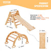 VEVOR Pikler Triangle Set, 5 in 1 Toddler Climbing Toys Indoor Playground, Ramp, and Arch, Montessori Climbing Set with Triangle, Medium Size Wooden Climbing Gym for Toddlers 1-3 Years, Wood Color
