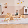 VEVOR Pikler Triangle Set, 5 in 1 Toddler Climbing Toys Indoor Playground, Ramp, and Arch, Montessori Climbing Set with Triangle, Medium Size Wooden Climbing Gym for Toddlers 1-3 Years, Wood Color
