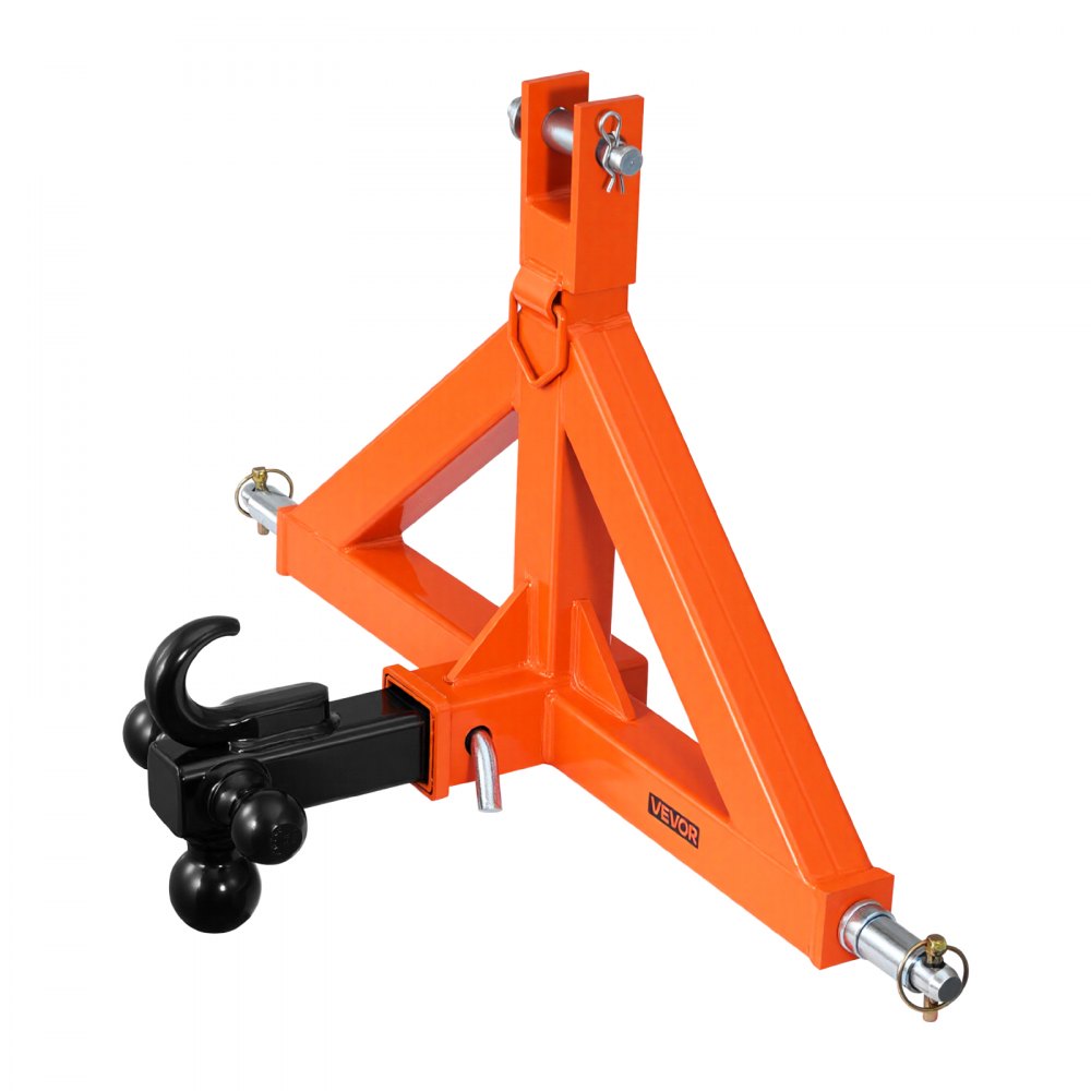 VEVOR 3 Point Trailer Hitch with 2" Receiver, 3 Pt Quick Hitch Attachment with 3 Trailer Balls, Tractor Tow Drawbar Adapter for Category 1, Kubota, Mahindra, Ford, Yanmar, John Deere, Massey Ferguson