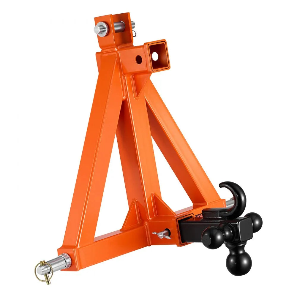 VEVOR 3 Point Trailer Hitch with 2" Receiver, 3 Pt Quick Hitch with 3 Trailer Balls, Tractor Tow Drawbar Adapter for Category 1, Kubota, Mahindra, Ford, Yanmar, John Deere, Massey Ferguson, Orange