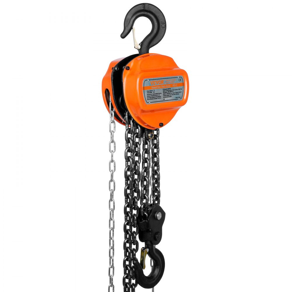 VEVOR Hand Chain Hoist, 3 Ton 6600 lbs Capacity 10 FT Come Along, G80 Galvanized Carbon Steel with Double-Pawl Brake, Auto Chain Leading & 360° Rotation Hook, for Garage Factory Dock