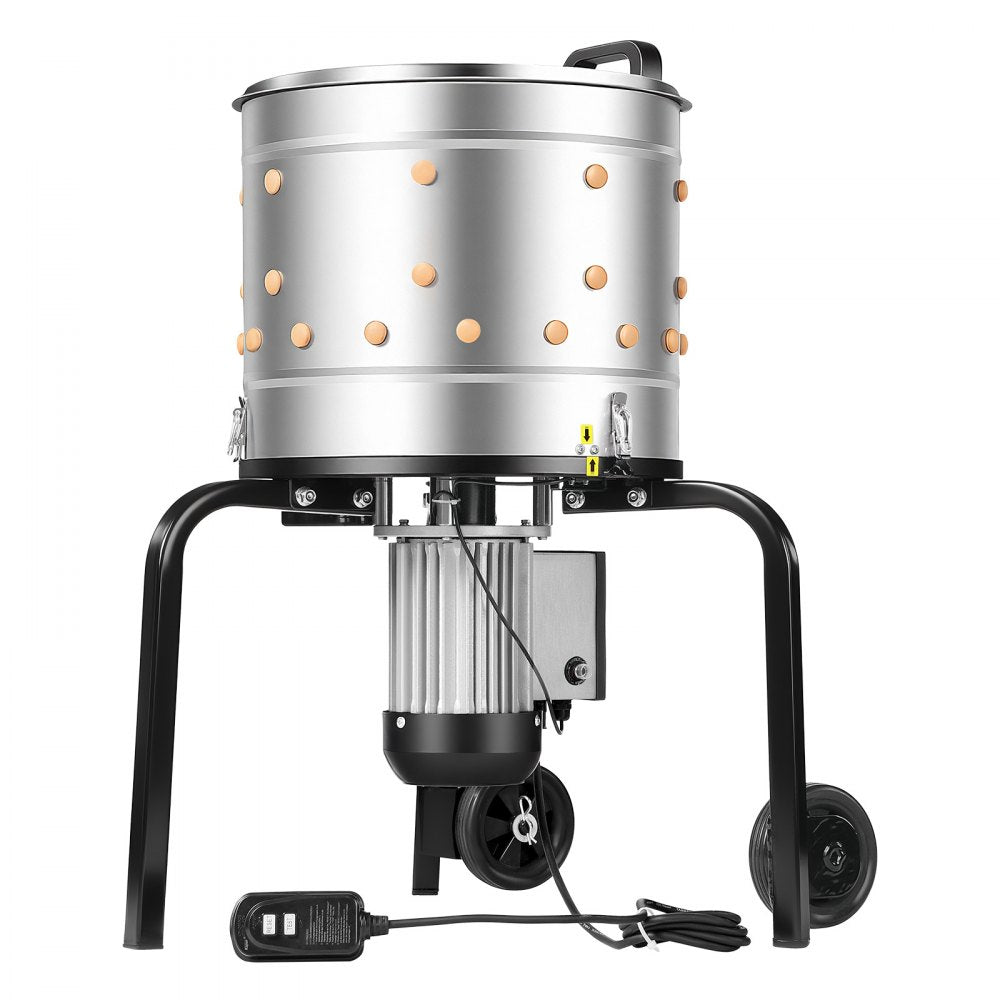 VEVOR Chicken Plucker Machine, 15.7 in Drum, 550W & 275RPM Electric Chicken Plucking Machine with 114 Soft Fingers & Transport Wheels, Stainless Steel Feather Remover for Processing 1-2 Chicks Once