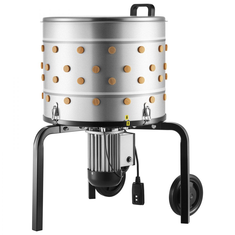 VEVOR Chicken Plucker Machine, 19.7 in Drum, 750W & 275RPM Electric Chicken Plucking Machine with 98 Soft Fingers & Transport Wheels, Stainless Steel Feather Remover for Processing 2 Chicks Once