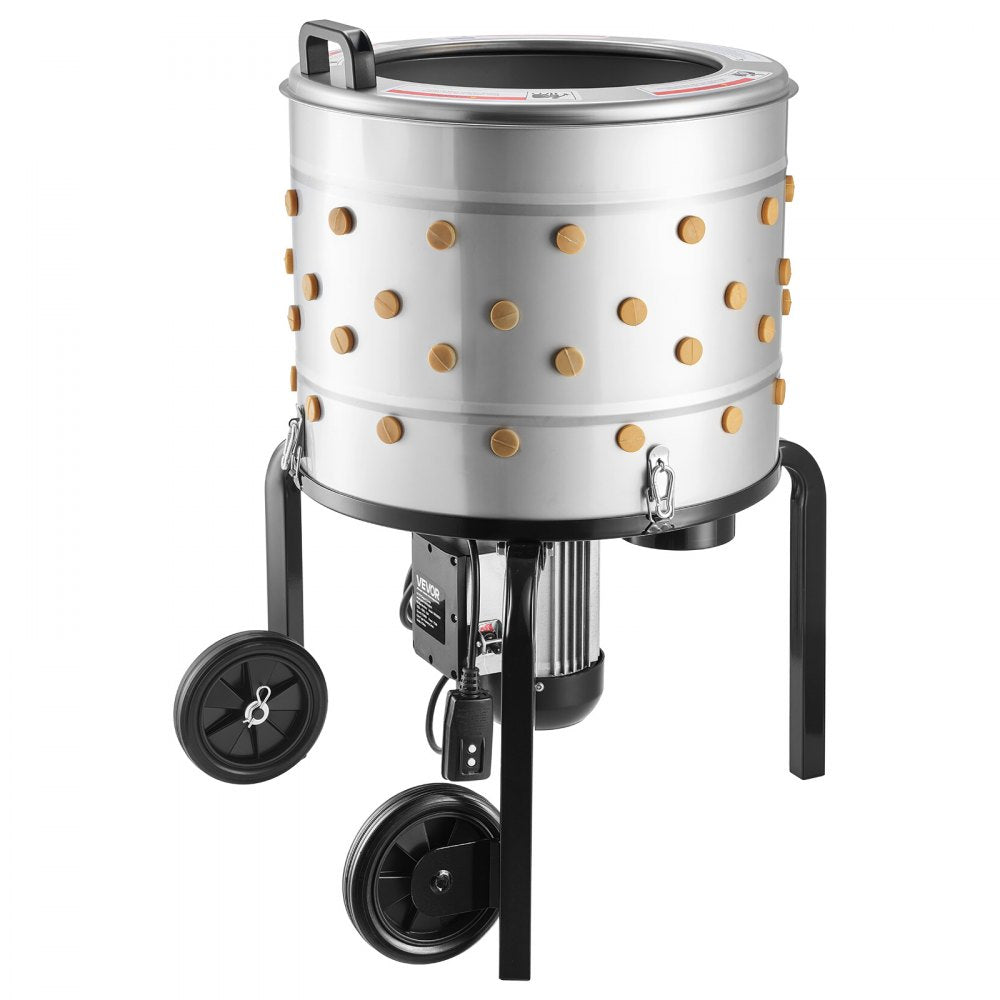 VEVOR Chicken Plucker Machine, 19.7 in Drum, 750W & 275RPM Electric Chicken Plucking Machine with 98 Soft Fingers & Transport Wheels, Stainless Steel Feather Remover for Processing 2 Chicks Once