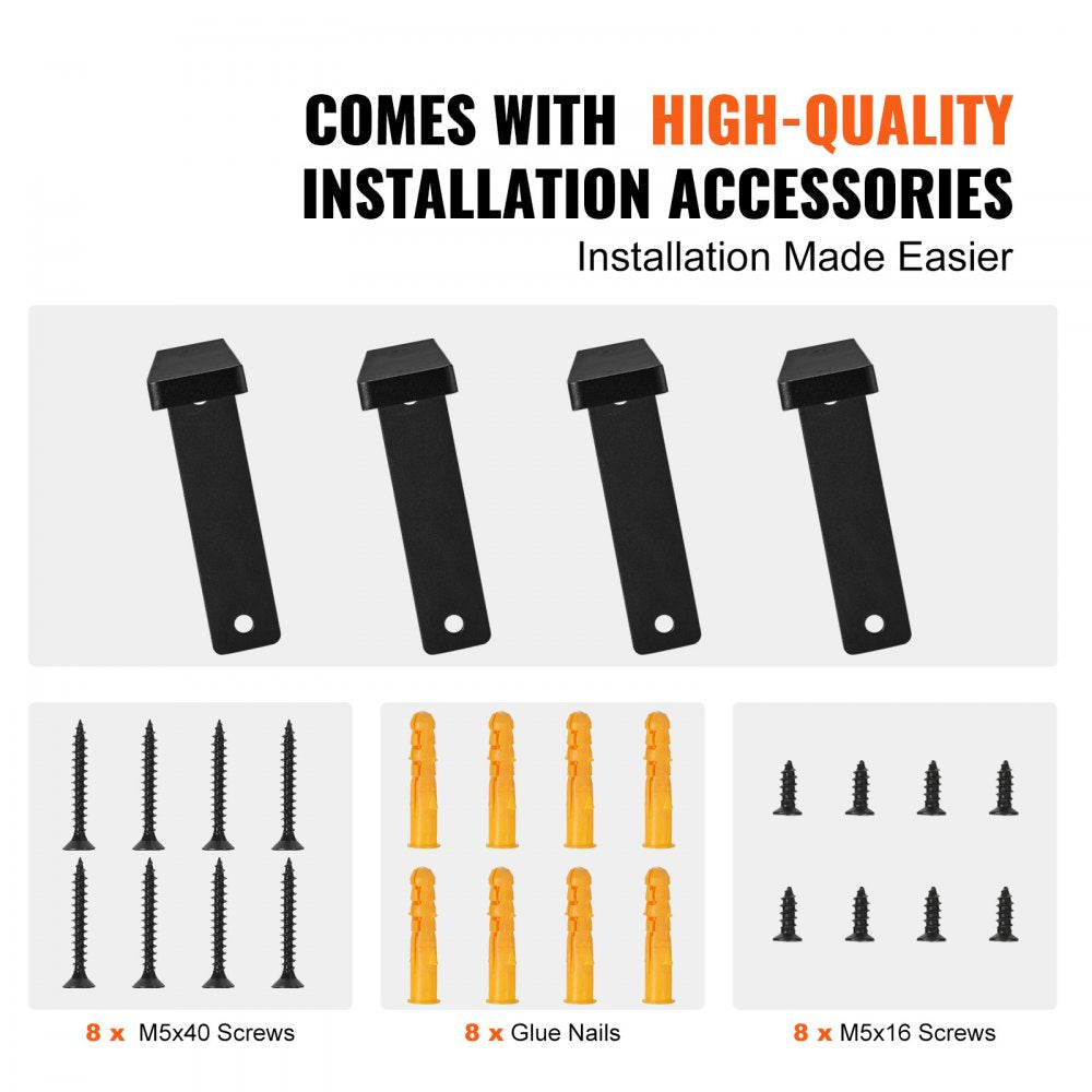 VEVOR Shelf Bracket, Heavy Duty Floating Shelf Brackets 10 x 6 in, 4 Pcs Brackets for Shelves, 5mm Thick Matte Black L Shelf Bracket,Steel Shelving Brackets with 160 lbs Load Capacity