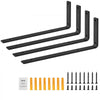 VEVOR Shelf Bracket, Heavy Duty Floating Shelf Brackets 10 x 6 in, 4 Pcs Brackets for Shelves, 5mm Thick Matte Black L Shelf Bracket,Steel Shelving Brackets with 160 lbs Load Capacity
