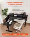 VEVOR L-shaped electric desk - spacious desktop for multiple devices (dimensions shown)