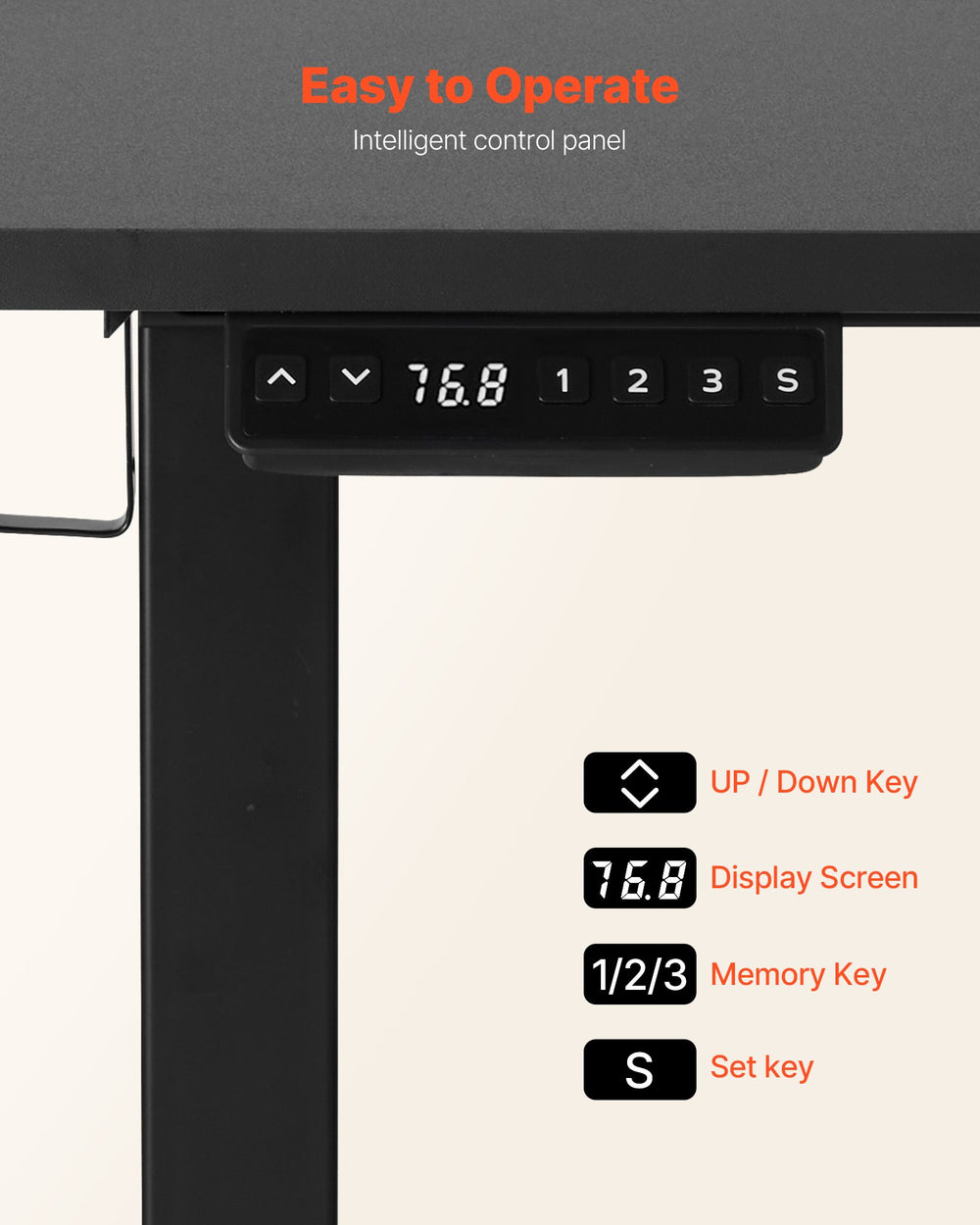 VEVOR L-shaped electric standing desk - intelligent control panel with memory keys