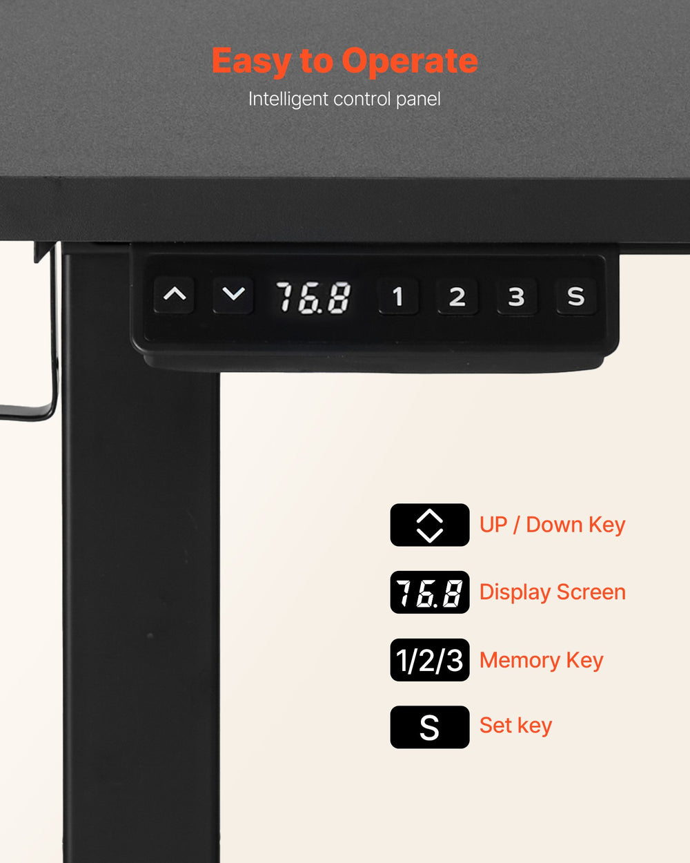 VEVOR standing desk - intelligent control panel with memory keys