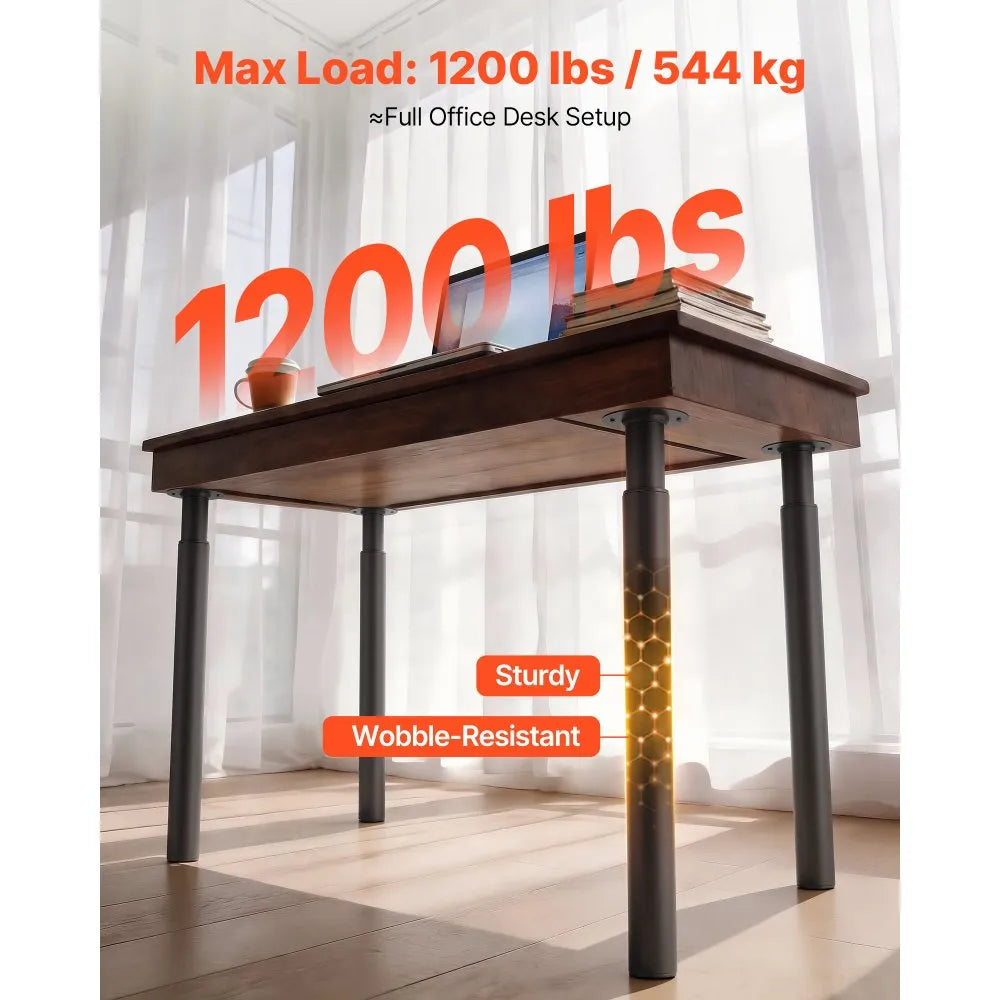 VEVOR Adjustable Table Legs, 28-43.3 in Steel Furniture Legs, 1200 lbs Max Load Heavy Duty, Quick Installation, Ideal for Home Office Desk DIY, Coffee Dinner Bar Tables, Workbenches, Set of 4, Black