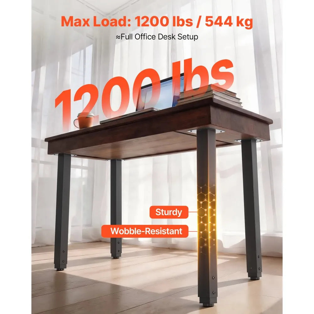 VEVOR Adjustable Table Legs, 24-40 in Square Steel Furniture Legs, 1200 lbs Max Load Heavy Duty, Quick Installation, Ideal for Home Office Desk DIY, Coffee Dinner Bar Tables, Workbenches, 4 PCS, Black