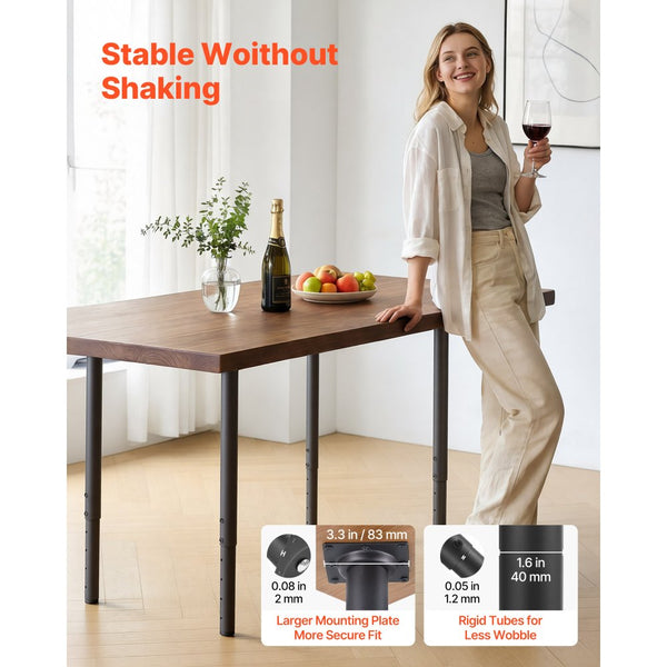 Vevor Table Legs Adjustable Round Steel Furniture Legs 24-40