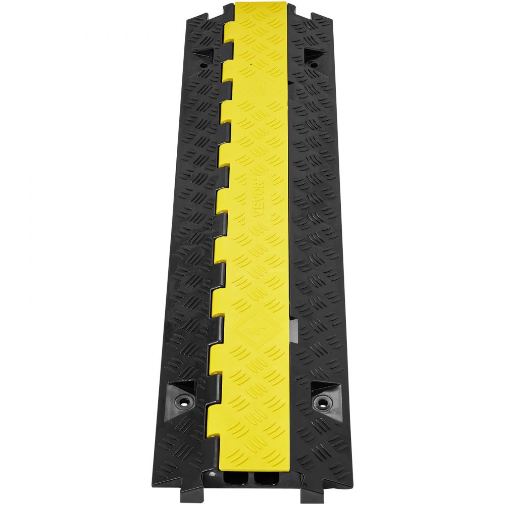 VEVOR Cable Protector Ramp, 2 Channel, 22000 lbs/axle Capacity Heavy Duty TPU Wire Cord Cover Ramp Hose Protector Ramp Driveway, Traffic Speed Bump with TPR Flip-Open Top Cover, for Indoor & Outdoor