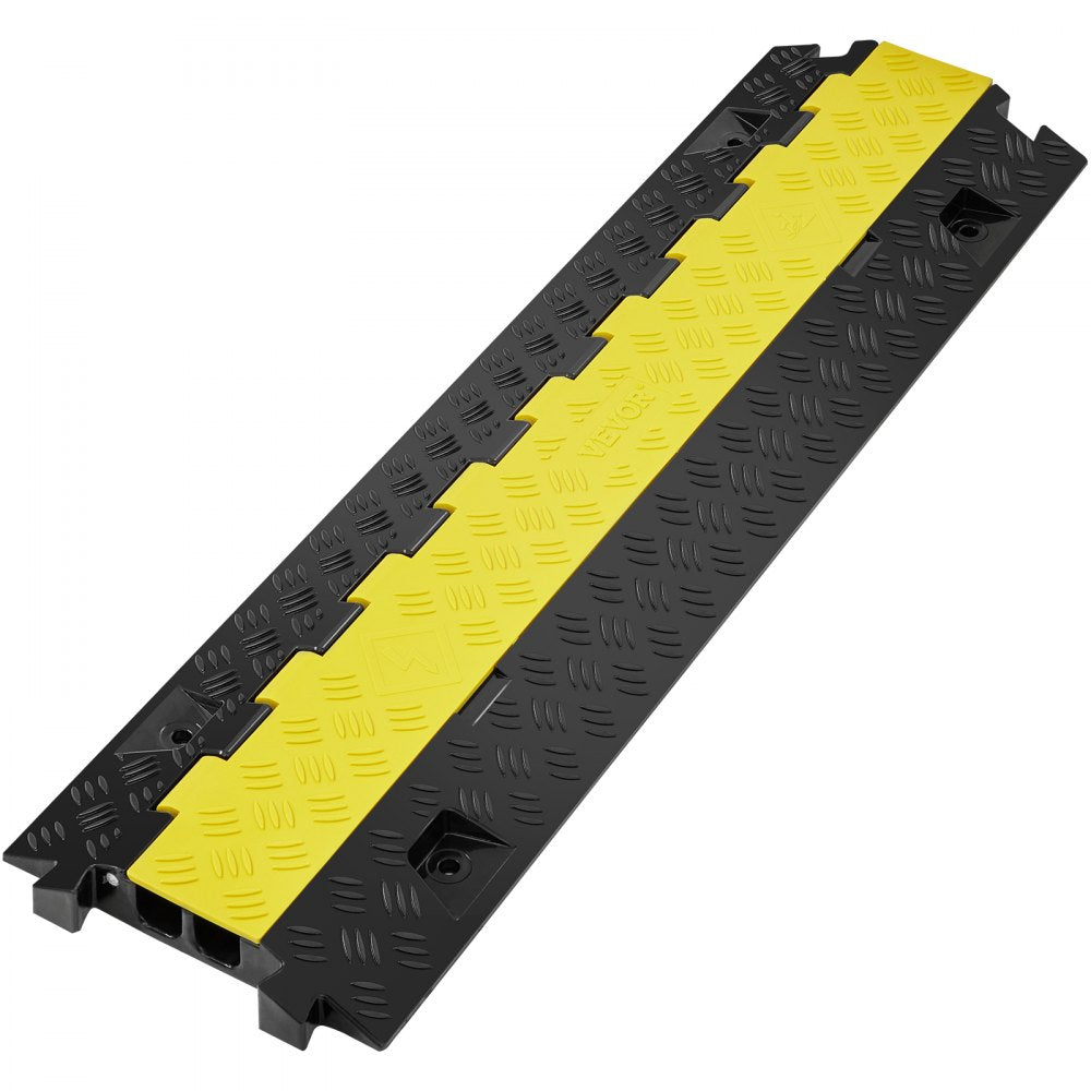 VEVOR Cable Protector Ramp, 2 Channel, 22000 lbs/axle Capacity Heavy Duty TPU Wire Cord Cover Ramp Hose Protector Ramp Driveway, Traffic Speed Bump with TPR Flip-Open Top Cover, for Indoor & Outdoor