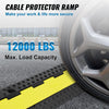 VEVOR 5-Piece Rubber Cable Guard, Dual Channel, 12000 lbs per Axle Load Capacity, Durable Hose & Wire Protection Ramp for Driveways, with Easy Access Top & 50 ft Caution Tape for Both Indoor & Outd