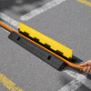 VEVOR Cable Protector Ramp, 22,000 lbs/axle Capacity, 1 Channel Heavy Duty Rubber Cord Hose Wire Cover, 2.76 x 1.97 in Channel, Traffic Speed Bump with Flip-Open Top Cover, for Indoor Outdoor, 1 Pack