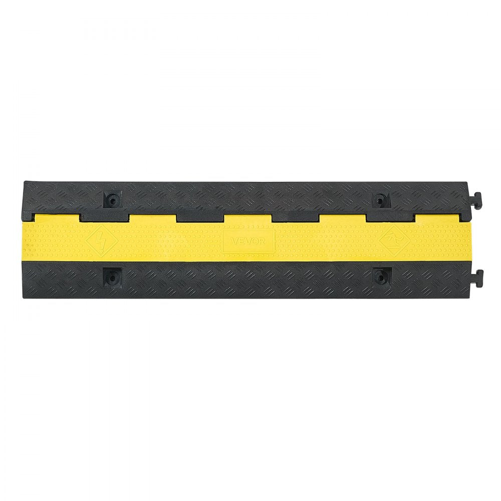 VEVOR Cable Protector Ramp, 22,000 lbs/axle Capacity, 1 Channel Heavy Duty Rubber Cord Hose Wire Cover, 2.76 x 1.97 in Channel, Traffic Speed Bump with Flip-Open Top Cover, for Indoor Outdoor, 1 Pack